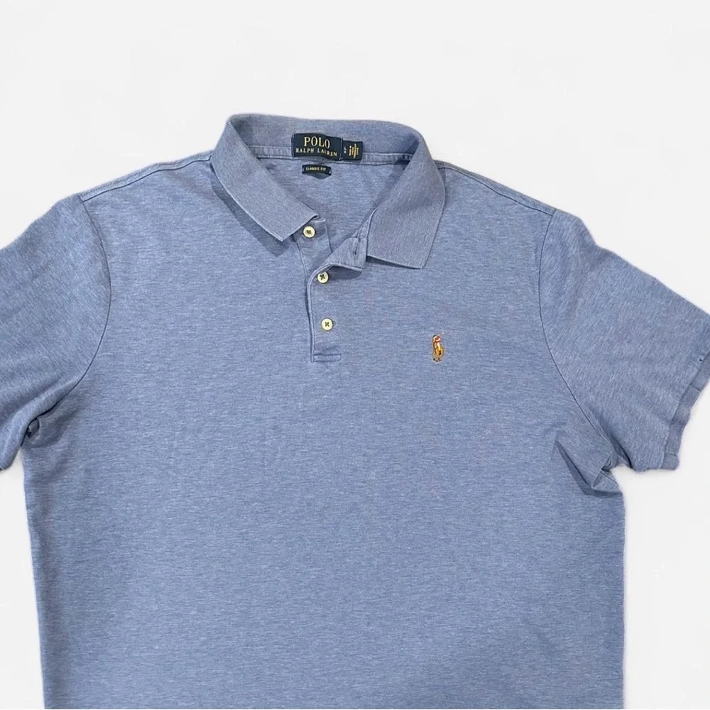 Polo Ralph Lauren Classic Fit Blue Pony Logo Shirt Mens Large Preppy Classic - Picture 2 of 5